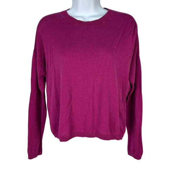 Eileen Fisher Womens XS Magenta Long Sleeve Lightweight Sweater Tencel Blend - Picture 1 of 4